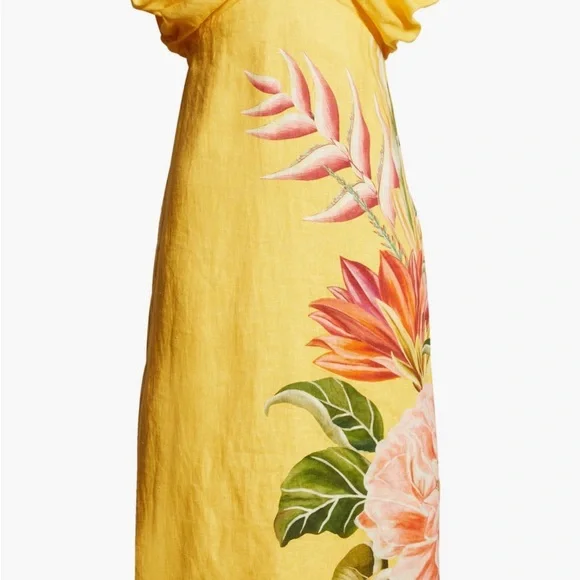 Farm RIO Spring Awakening Placed Floral Linen Dress - Picture 5 of 7